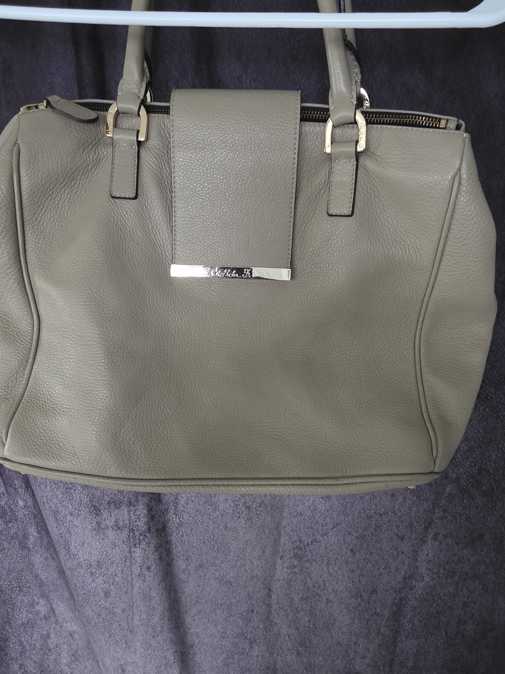Olive Green Leather Tote Handbag
